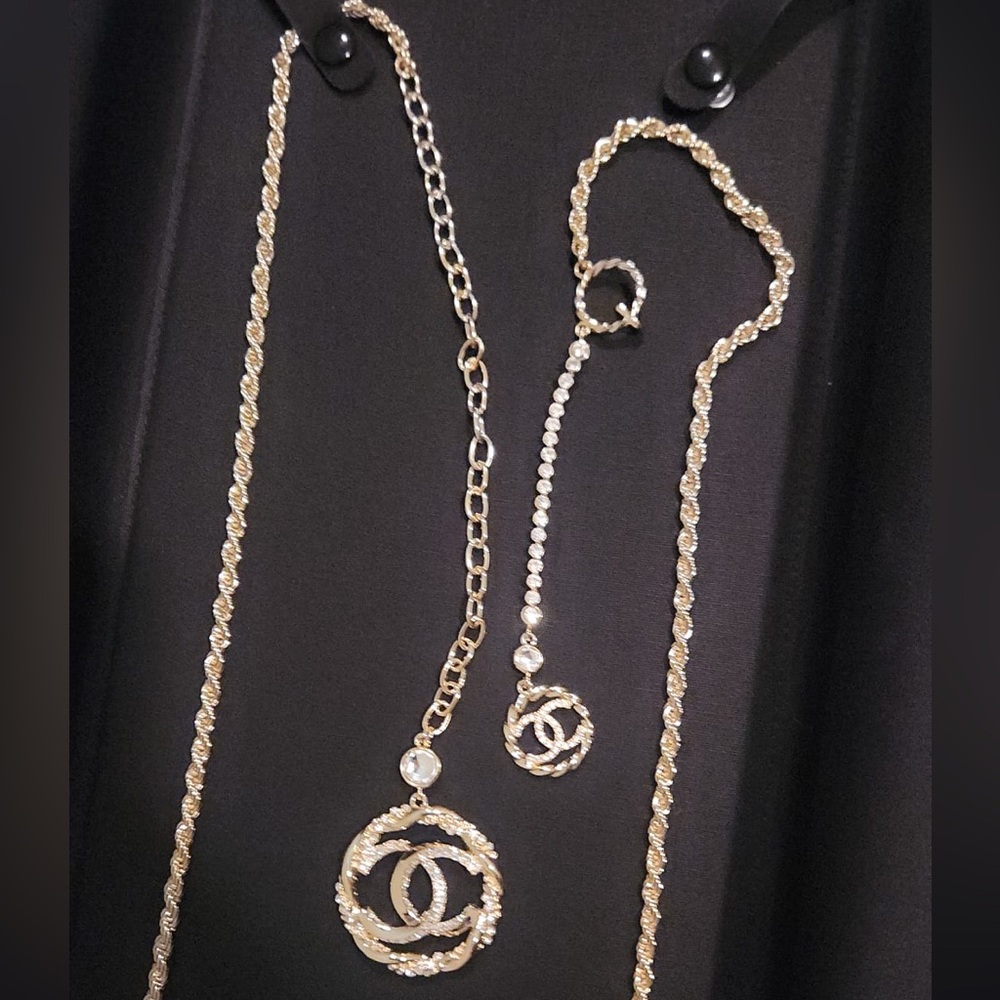 Crystal CC Fancy Chain Belt 85 34 Gold New - Picture 3 of 7